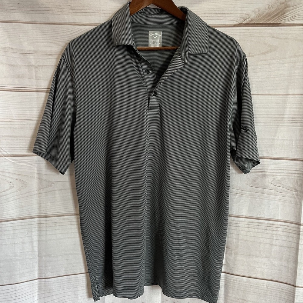 Callaway Polo Shirt Mens Med Gray Short Sleeve Stretch Polyester Opti-Dri Golf